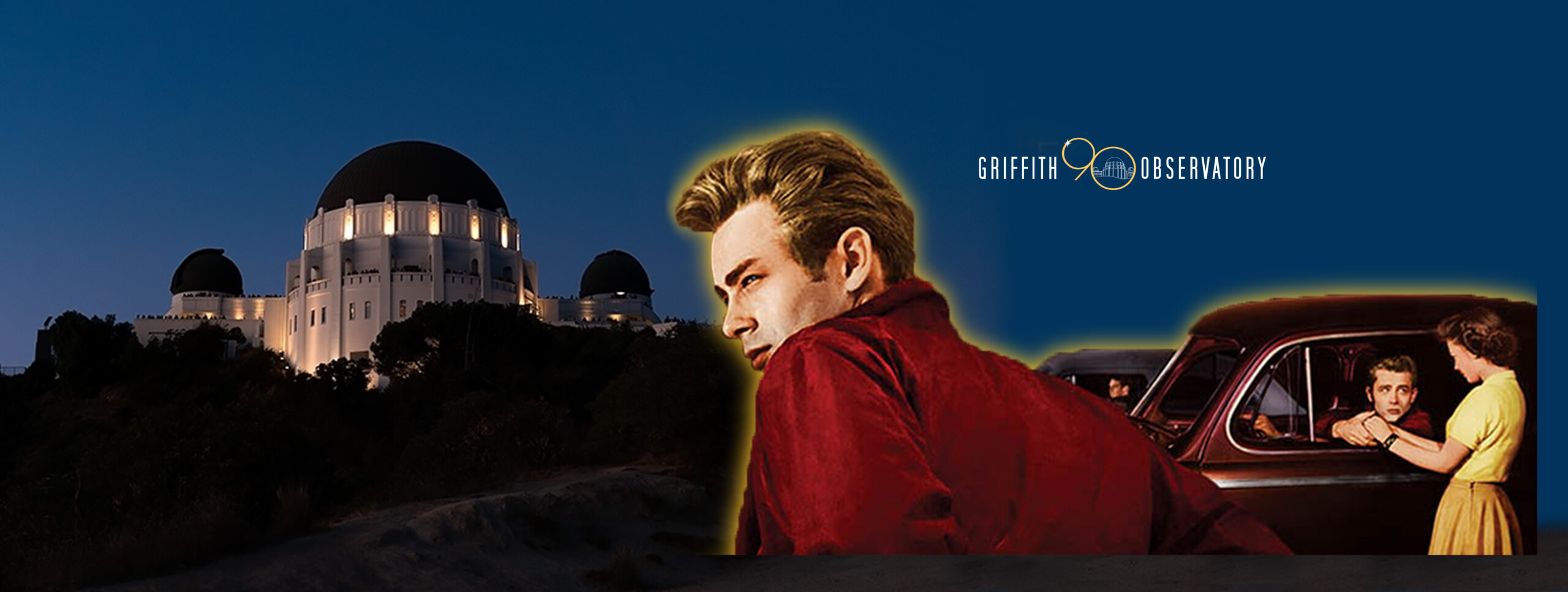 rebel without a cause 16×92 Cutout of James Dean and Natalie Wood from Rebel without a Cause set against the Observatory in the background.